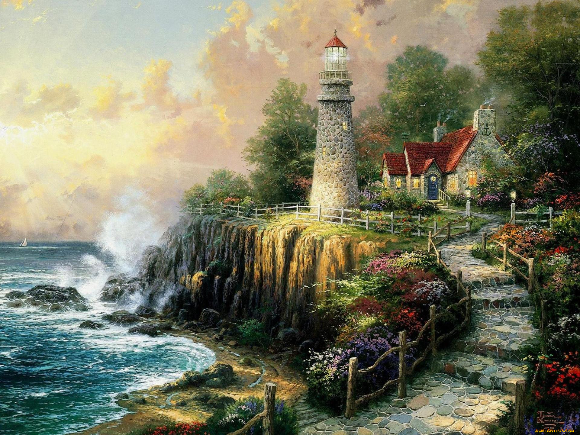 Thomas kinkade. Томас Кинкейд картины маяки. Томас Кинкейд море Маяк. Томас Кинкаде его картины. Художник Томас Кинкейд картины.